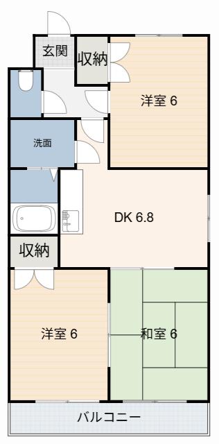 クレールナガタ(3DK/4階)の間取り写真