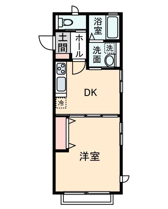 シャルール ドゥ ソレイユI(1DK/1階)の間取り写真