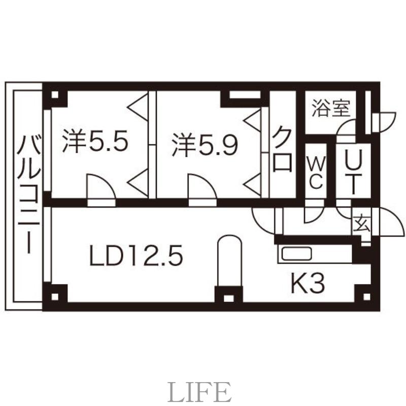 サントアリオデ平岸(2LDK/1階)の間取り写真