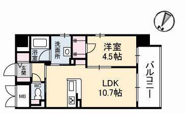 フォルト・マーレ(1LDK/4階)の間取り写真