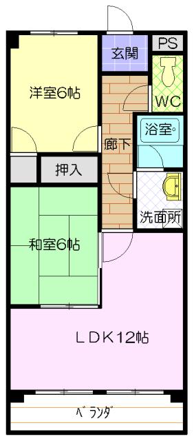 アクシス呼続(2LDK/2階)の間取り写真