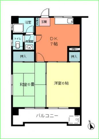 ISKマンション(2DK/4階)の間取り写真