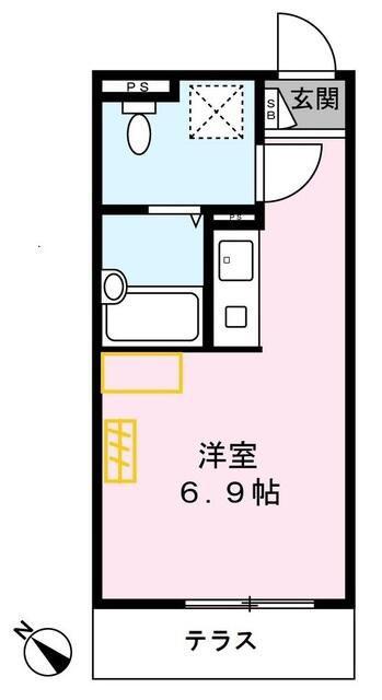 ドルチェカーサ川和町B(ワンルーム/1階)の間取り写真