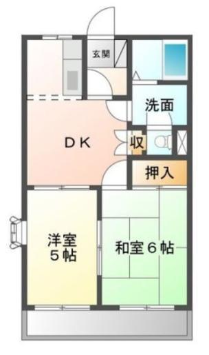 スパシーバ積川(2DK/1階)の間取り写真