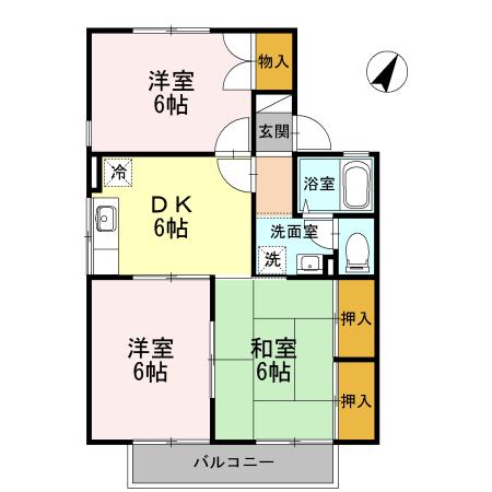 セジュール南州(3DK/2階)の間取り写真