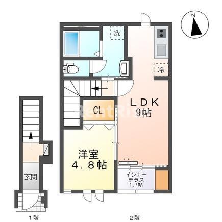 フレグランスII(1LDK/2階)の間取り写真