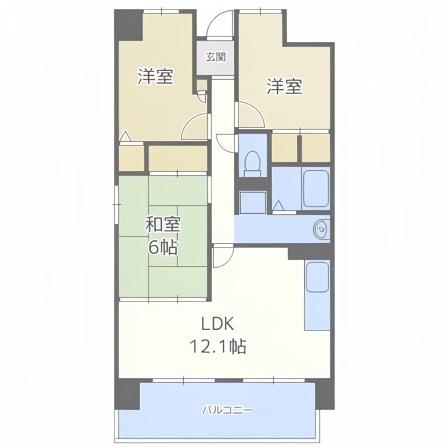 サクラハイム浦江(3LDK/6階)の間取り写真