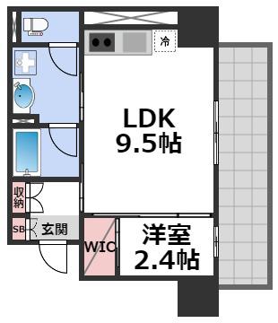 ルフォンプログレ堺筋本町タワーレジデンス(1LDK/10階)の間取り写真