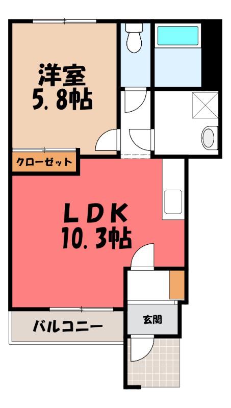 ヒル・クレスト(1LDK/1階)の間取り写真