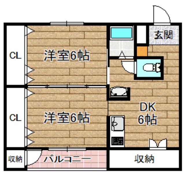 城第一マンション(2DK/2階)の間取り写真