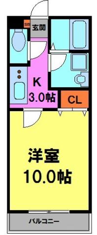 メイプル南花屋敷(1K/1階)の間取り写真