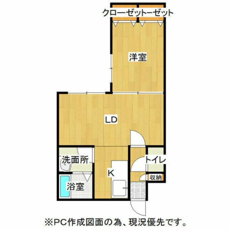 コムメゾン(1LDK/3階)の間取り写真