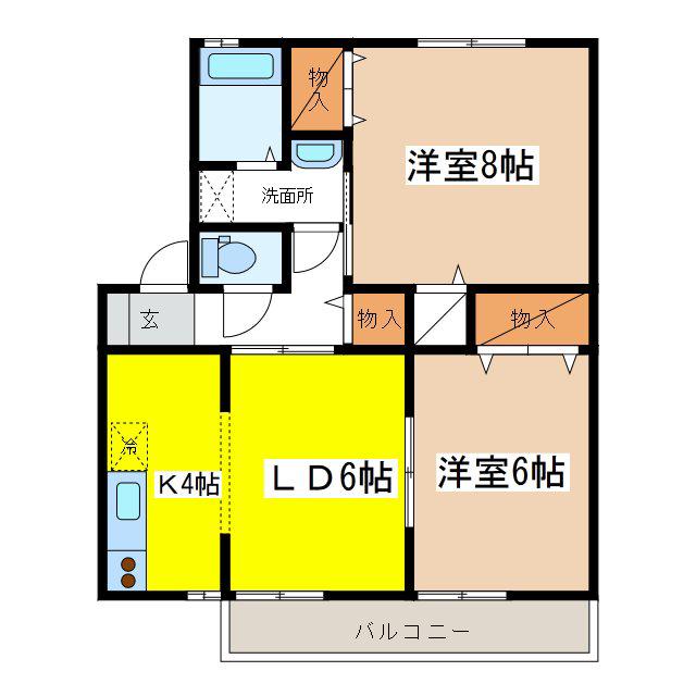 リジェール(2LDK/2階)の間取り写真