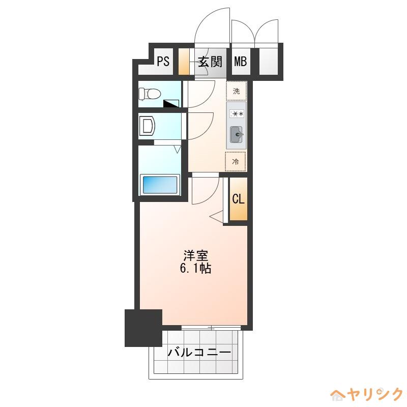 ディアレイシャス名古屋浄心II(1K/8階)の間取り写真