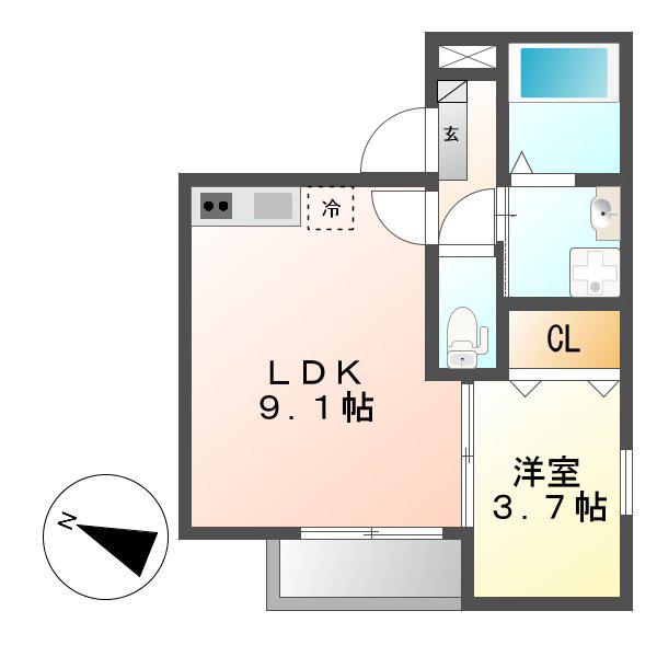 ラポート日比野(1LDK/3階)の間取り写真