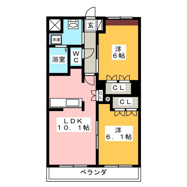 ルミナス・田鶴(2LDK/2階)の間取り写真