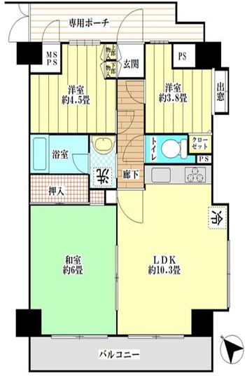ガーデンプラザ横浜南(3LDK/11階)の間取り写真