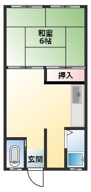 愛月ビル(1DK/1階)の間取り写真