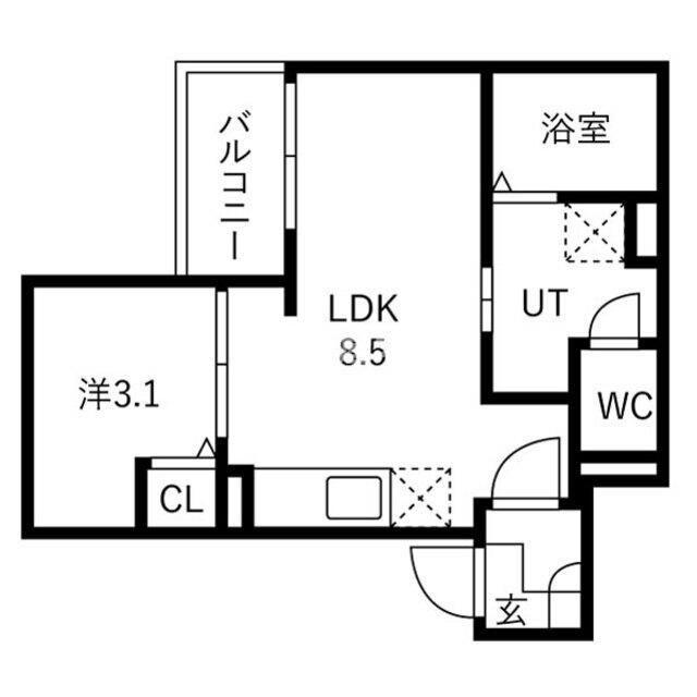 JACK OKEGAWAIZUMII(1LDK/3階)の間取り写真