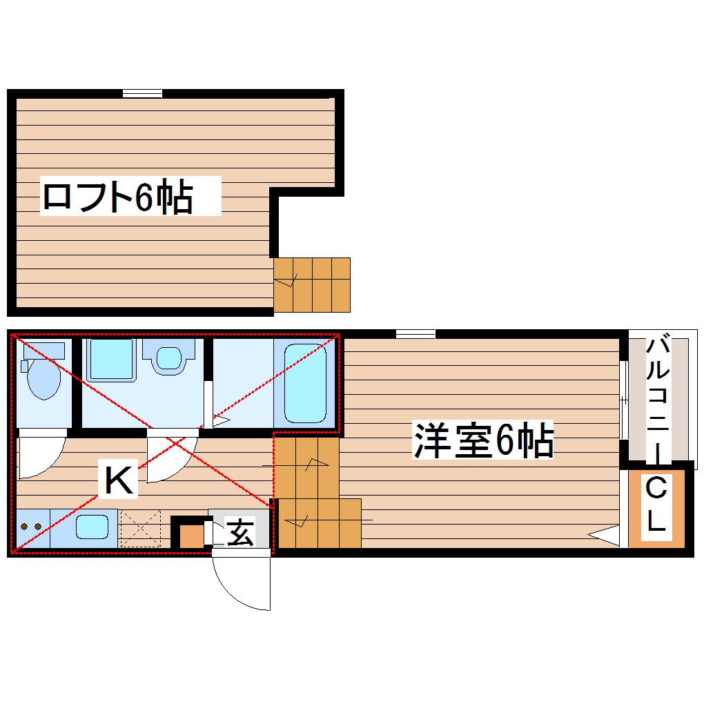 すみか南仙台(1K/1階)の間取り写真