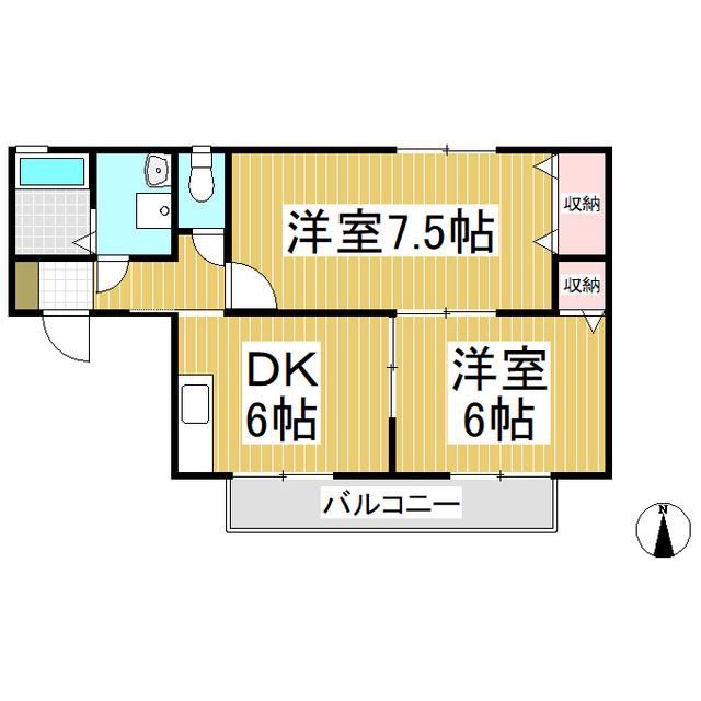 ファミール稲田(2DK/1階)の間取り写真