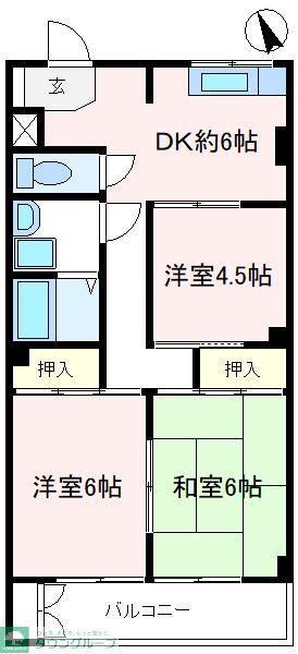 エクセル狭山(3DK/1階)の間取り写真