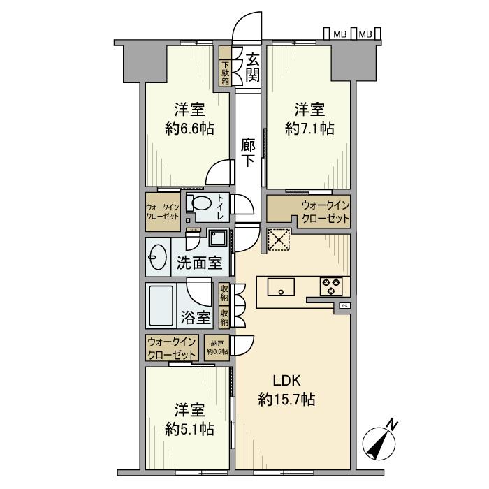 レーベンつくばCORIS(3LDK/8階)の間取り写真