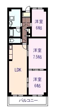 岸和田コーポラス2号館(3LDK/3階)の間取り写真