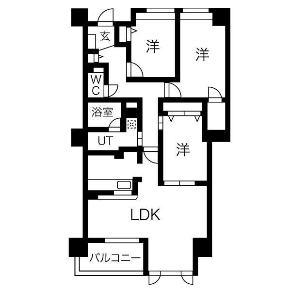 コルティーレ マルフク(3LDK/1階)の間取り写真