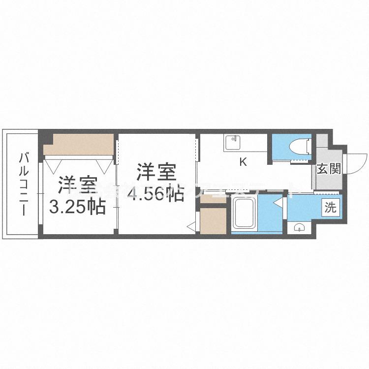 NU岸里駅前(2K/2階)の間取り写真