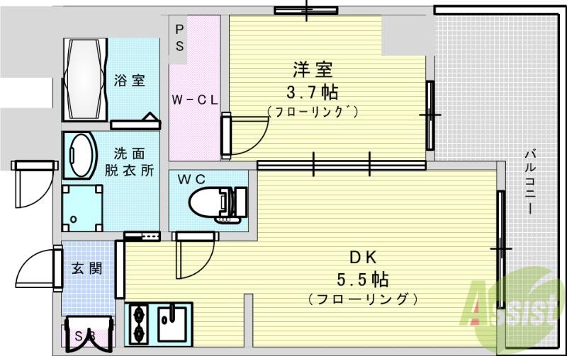 ファーストフィオーレ江坂垂水町2(1DK/8階)の間取り写真