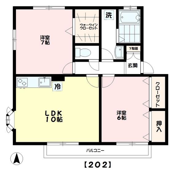 フラッツあおやぎ(2LDK/2階)の間取り写真