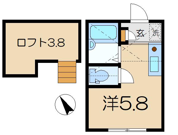 フォレストヒルズ別所(ワンルーム/1階)の間取り写真