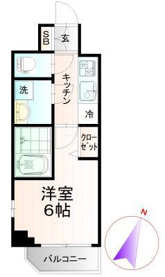 川崎デントヒルズ(1K/3階)の間取り写真