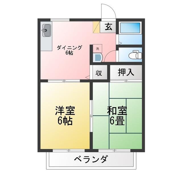 サニーハイツA棟(2DK/3階)の間取り写真