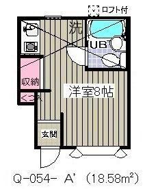ローズアパートQ54 C棟(ワンルーム/1階)の間取り写真