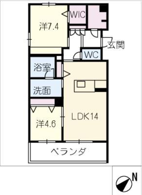 シャーメゾン月見(2LDK/1階)の間取り写真