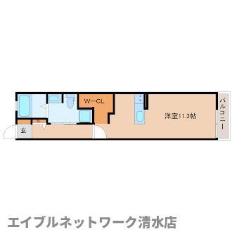 ARUROOM清水春日(ワンルーム/3階)の間取り写真