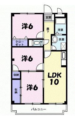 サンスコーレⅠ番館(3LDK/3階)の間取り写真