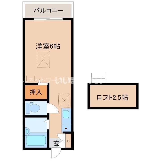 フラワープレイス(ワンルーム/2階)の間取り写真