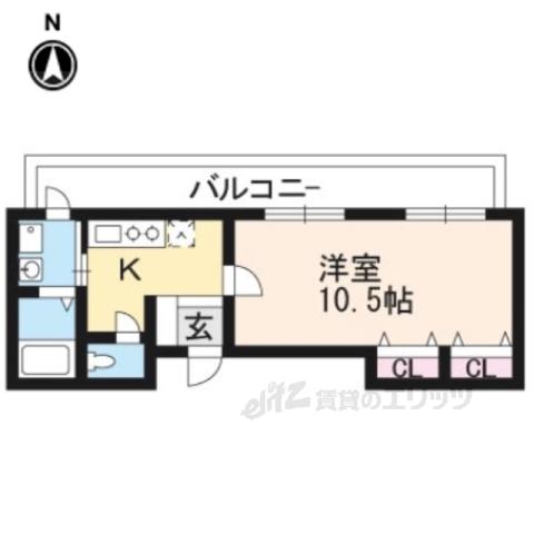 アウローラ(1K/5階)の間取り写真