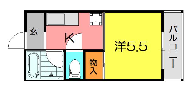 エトワール塚口(1K/3階)の間取り写真