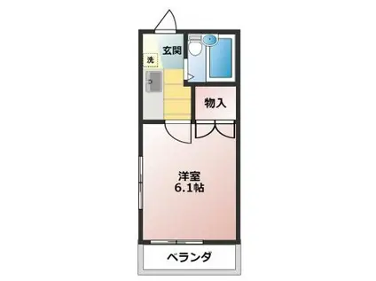 シャンブルド若葉(1K/2階)の間取り写真