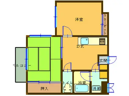 タサヒミタみなみかぜ(2DK/1階)の間取り写真