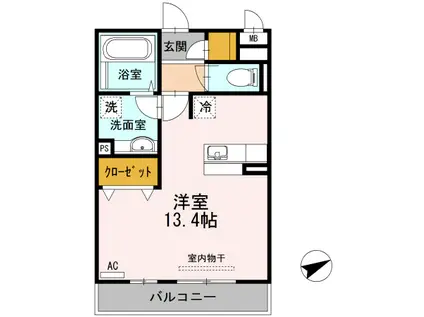 メゾンハピネス15(ワンルーム/1階)の間取り写真