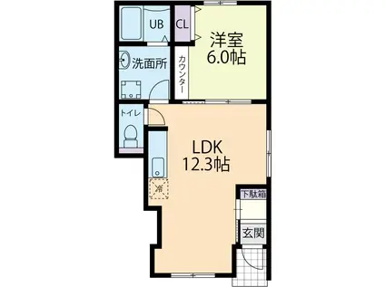 GRACIEUX 城北(1LDK/1階)の間取り写真