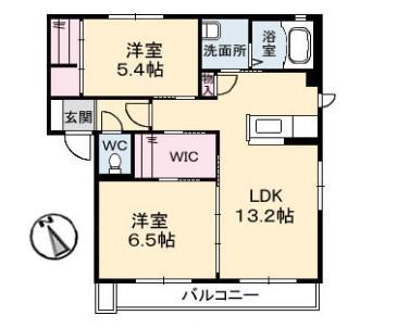 グランヴェールA棟(2LDK/1階)の間取り写真