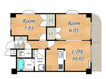 PRENDRE TOYONAKA(2LDK/3階)の間取り写真