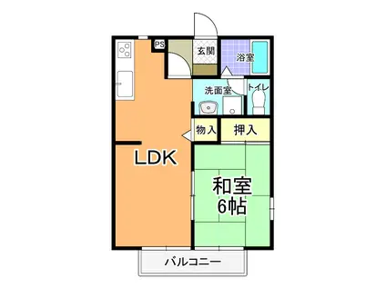 KSハイツ A棟(1LDK/2階)の間取り写真