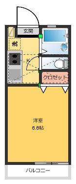 さくらハイツ(1K/2階)の間取り写真